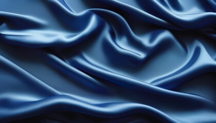 Obraz premium Elegant Blue Satin Fabric Drapes, Soft Texture, Luxurious Waves