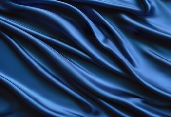 Obraz premium Elegant Blue Satin Fabric Drapes, Soft Texture, Luxurious Waves