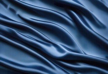 Obraz premium Elegant Blue Satin Fabric Drapes, Soft Texture, Luxurious Waves