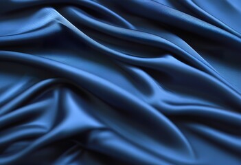 Obraz premium Elegant Blue Satin Fabric Drapes, Soft Texture, Luxurious Waves