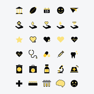 icon set black and yellow colors