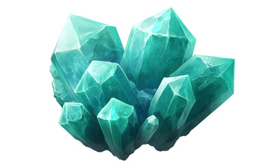 Obraz premium Teal crystal cluster, fantasy setting, game asset, magical background
