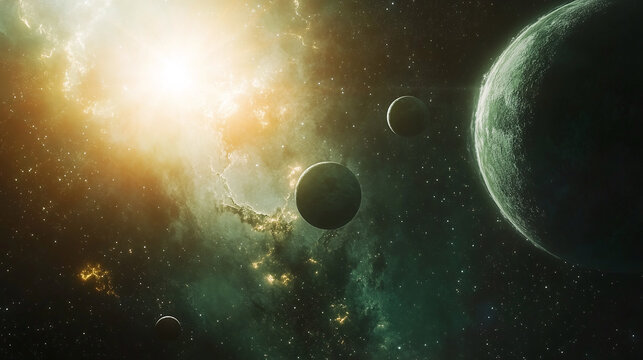A visualization of exoplanets in a distant solar system, highlighting their uniqueness