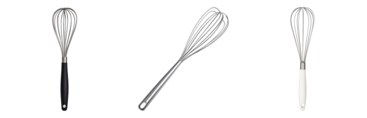 Variety of Kitchen Whisks for Cooking Isolated on transparent background