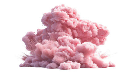 Pink smoke bomb exploding creating a cloud on transparent background