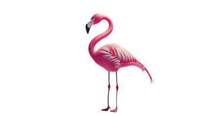 Fototapeta premium Pink flamingo standing on transparent background, wildlife concept