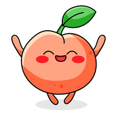 cute peach cartoon kawaii sticker. character vector illustration