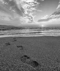 Footprints Sand Ocean Sunset Divine Eternal Heaven Spiritual Soul Searching Inspirational Journey...