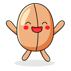 cute coffee bean cartoon kawaii sticker. character vector illustration