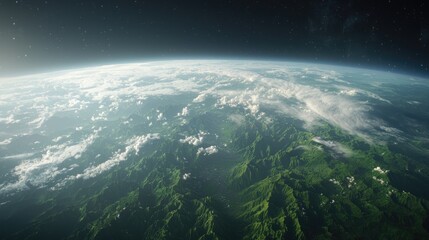 Obraz premium Earth sunrise, mountain landscape, space view, environmental conservation