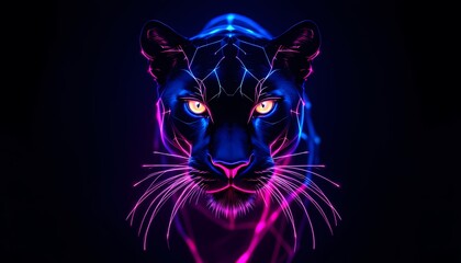 Neon Panther Art Glowing Big Cat Wallpaper