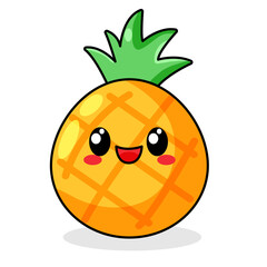 cute pineaple cartoon kawaii sticker. character vector illustration
