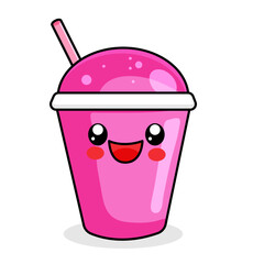 cute drink cartoon kawaii sticker. character vector illustration