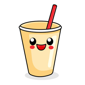 cute drink cartoon kawaii sticker. character vector illustration