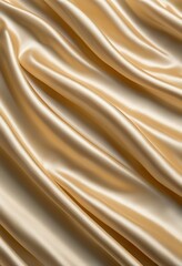 Golden Satin Fabric Drapes, Soft Texture, Luxurious Waves