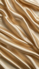 Fototapeta premium Golden Satin Fabric Drapes, Soft Texture, Luxurious Waves