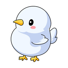 cute chick cartoon kawaii sticker. character vector illustration