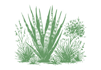 Snake Plant hand drawn sketch vector illustration isolated