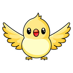 cute bird cartoon kawaii sticker. character vector illustration