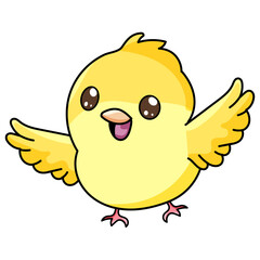 cute bird cartoon kawaii sticker. character vector illustration