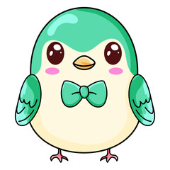 cute bird cartoon kawaii sticker. character vector illustration