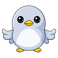 cute bird cartoon kawaii sticker. character vector illustration