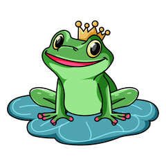 cute frog cartoon kawaii sticker. character vector illustration