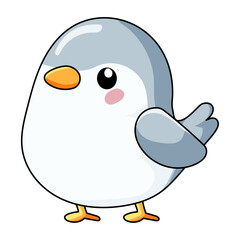 cute bird cartoon kawaii sticker. character vector illustration