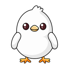 cute bird cartoon kawaii sticker. character vector illustration