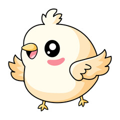 cute bird cartoon kawaii sticker. character vector illustration
