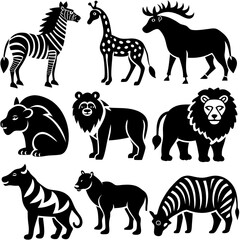 set of animals silhouettes