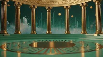 Fototapeta premium luxury ancient greek themed podium on soft green background
