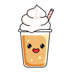 cute drink cartoon kawaii sticker. character vector illustration