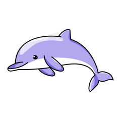 cute dolphin cartoon kawaii sticker. character vector illustration