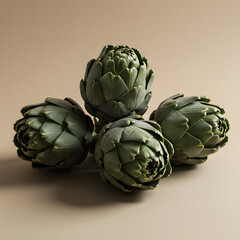 Obraz premium Fresh And Vibrant Artichokes Displayed In A Natural Arrangement On An Isolated Background