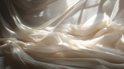Textured fabric draping elegantly, capturing light and shadow play