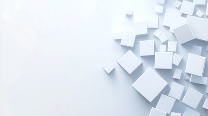 Fototapeta premium Abstract White Cubes Scattered On A Plain Background