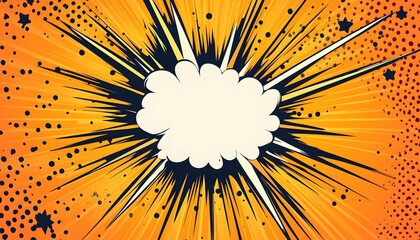 Abstract Comic Book Explosion Design With Orange Rays
