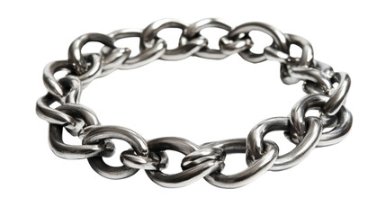 Fototapeta premium Shiny metal chain bracelet on transparent background forming a circle