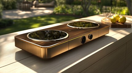 Luxury Dual Induction Cooktop:  Elegant Kitchen Design for Outdoor Entertaining