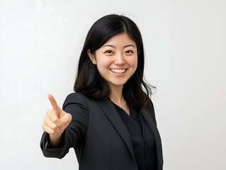 6正面を指差す日本人美女性　Gererated AI