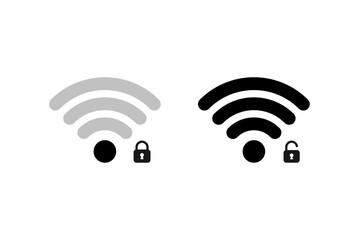 Vector design of wifi icons with locked and unlocked signal