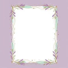 Elegant Floral Border Design with Purple and Teal Accents on Lavender Background for Invitations and Stationery