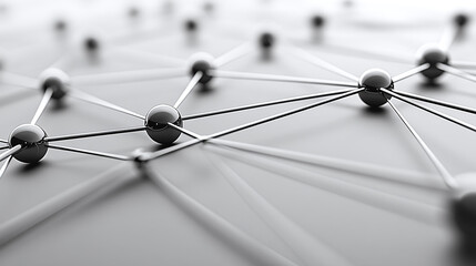 An abstract representation of connections, featuring a web of gray lines and nodes