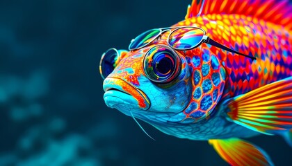 Colorful Fish Wearing Sunglasses Digital Art