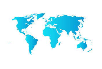 Vector designs of complete world map in light blue color on white background