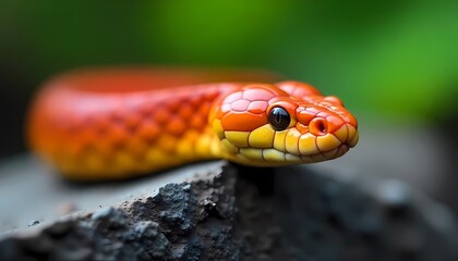 Obraz premium Vibrant Orange Snake Closeup Nature Photography
