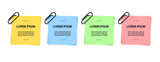 Vector design of colorful post-it notes with a clip