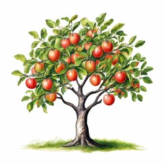 the AI Image Generator, Beautiful Apple Tree Laden With Ripe Red