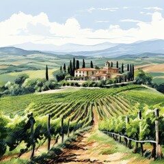 the AI Image Generator, Beautiful Italian Countryside Vineyard Scene